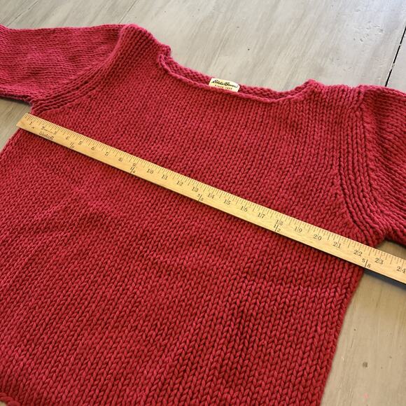 Eddie Bauer Red Chunky Knit Lambs Wool Blend Sweater Women’s Sz XL - Picture 6 of 7